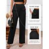 imageBTFBM Womens Casual Elastic High Waisted Wide Leg Trousers 2025 Fall Outfits Pocket Stretchy Comfy Lounge Palazzo PantsBlack