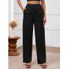 imageBTFBM Womens Casual Elastic High Waisted Wide Leg Trousers 2025 Fall Outfits Pocket Stretchy Comfy Lounge Palazzo PantsBlack