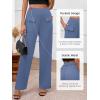 imageBTFBM Womens Casual Elastic High Waisted Wide Leg Trousers 2025 Fall Outfits Pocket Stretchy Comfy Lounge Palazzo PantsBlue