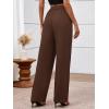 imageBTFBM Womens Casual Elastic High Waisted Wide Leg Trousers 2025 Fall Outfits Pocket Stretchy Comfy Lounge Palazzo PantsBrown