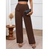 imageBTFBM Womens Casual Elastic High Waisted Wide Leg Trousers 2025 Fall Outfits Pocket Stretchy Comfy Lounge Palazzo PantsBrown