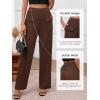 imageBTFBM Womens Casual Elastic High Waisted Wide Leg Trousers 2025 Fall Outfits Pocket Stretchy Comfy Lounge Palazzo PantsBrown