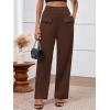 imageBTFBM Womens Casual Elastic High Waisted Wide Leg Trousers 2025 Fall Outfits Pocket Stretchy Comfy Lounge Palazzo PantsBrown