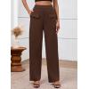 imageBTFBM Womens Casual Elastic High Waisted Wide Leg Trousers 2025 Fall Outfits Pocket Stretchy Comfy Lounge Palazzo PantsBrown