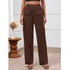 imageBTFBM Womens Casual Elastic High Waisted Wide Leg Trousers 2025 Fall Outfits Pocket Stretchy Comfy Lounge Palazzo PantsBrown