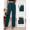 imageBTFBM Womens Casual Elastic High Waisted Wide Leg Trousers 2025 Fall Outfits Pocket Stretchy Comfy Lounge Palazzo PantsDark Blue