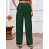 imageBTFBM Womens Casual Elastic High Waisted Wide Leg Trousers 2025 Fall Outfits Pocket Stretchy Comfy Lounge Palazzo PantsDark Green