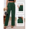 imageBTFBM Womens Casual Elastic High Waisted Wide Leg Trousers 2025 Fall Outfits Pocket Stretchy Comfy Lounge Palazzo PantsDark Green