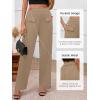 imageBTFBM Womens Casual Elastic High Waisted Wide Leg Trousers 2025 Fall Outfits Pocket Stretchy Comfy Lounge Palazzo PantsKhaki