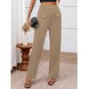 imageBTFBM Womens Casual Elastic High Waisted Wide Leg Trousers 2025 Fall Outfits Pocket Stretchy Comfy Lounge Palazzo PantsKhaki