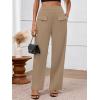 imageBTFBM Womens Casual Elastic High Waisted Wide Leg Trousers 2025 Fall Outfits Pocket Stretchy Comfy Lounge Palazzo PantsKhaki