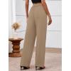 imageBTFBM Womens Casual Elastic High Waisted Wide Leg Trousers 2025 Fall Outfits Pocket Stretchy Comfy Lounge Palazzo PantsKhaki