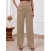 imageBTFBM Womens Casual Elastic High Waisted Wide Leg Trousers 2025 Fall Outfits Pocket Stretchy Comfy Lounge Palazzo PantsKhaki
