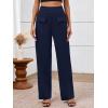 imageBTFBM Womens Casual Elastic High Waisted Wide Leg Trousers 2025 Fall Outfits Pocket Stretchy Comfy Lounge Palazzo PantsNavy Blue