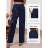 imageBTFBM Womens Casual Elastic High Waisted Wide Leg Trousers 2025 Fall Outfits Pocket Stretchy Comfy Lounge Palazzo PantsNavy Blue