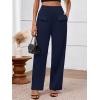 imageBTFBM Womens Casual Elastic High Waisted Wide Leg Trousers 2025 Fall Outfits Pocket Stretchy Comfy Lounge Palazzo PantsNavy Blue