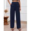 imageBTFBM Womens Casual Elastic High Waisted Wide Leg Trousers 2025 Fall Outfits Pocket Stretchy Comfy Lounge Palazzo PantsNavy Blue