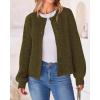 imageBTFBM Womens Chunky Knit Fall Cardigan 2025 Winter Long Sleeve Button Down Soft Loose Cropped Sweater OutwearArmy Green