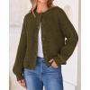 imageBTFBM Womens Chunky Knit Fall Cardigan 2025 Winter Long Sleeve Button Down Soft Loose Cropped Sweater OutwearArmy Green