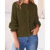 imageBTFBM Womens Chunky Knit Fall Cardigan 2025 Winter Long Sleeve Button Down Soft Loose Cropped Sweater OutwearArmy Green