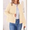 imageBTFBM Womens Chunky Knit Fall Cardigan 2025 Winter Long Sleeve Button Down Soft Loose Cropped Sweater OutwearBeige