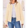 imageBTFBM Womens Chunky Knit Fall Cardigan 2025 Winter Long Sleeve Button Down Soft Loose Cropped Sweater OutwearBeige