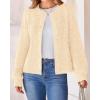 imageBTFBM Womens Chunky Knit Fall Cardigan 2025 Winter Long Sleeve Button Down Soft Loose Cropped Sweater OutwearBeige