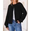 imageBTFBM Womens Chunky Knit Fall Cardigan 2025 Winter Long Sleeve Button Down Soft Loose Cropped Sweater OutwearBlack