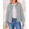 imageBTFBM Womens Chunky Knit Fall Cardigan 2025 Winter Long Sleeve Button Down Soft Loose Cropped Sweater OutwearGrey