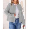 imageBTFBM Womens Chunky Knit Fall Cardigan 2025 Winter Long Sleeve Button Down Soft Loose Cropped Sweater OutwearGrey