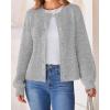 imageBTFBM Womens Chunky Knit Fall Cardigan 2025 Winter Long Sleeve Button Down Soft Loose Cropped Sweater OutwearGrey