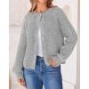imageBTFBM Womens Chunky Knit Fall Cardigan 2025 Winter Long Sleeve Button Down Soft Loose Cropped Sweater OutwearGrey