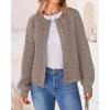 imageBTFBM Womens Chunky Knit Fall Cardigan 2025 Winter Long Sleeve Button Down Soft Loose Cropped Sweater OutwearKhaki