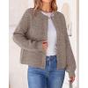 imageBTFBM Womens Chunky Knit Fall Cardigan 2025 Winter Long Sleeve Button Down Soft Loose Cropped Sweater OutwearKhaki