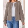 imageBTFBM Womens Chunky Knit Fall Cardigan 2025 Winter Long Sleeve Button Down Soft Loose Cropped Sweater OutwearKhaki