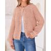imageBTFBM Womens Chunky Knit Fall Cardigan 2025 Winter Long Sleeve Button Down Soft Loose Cropped Sweater OutwearLight Pink