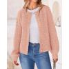 imageBTFBM Womens Chunky Knit Fall Cardigan 2025 Winter Long Sleeve Button Down Soft Loose Cropped Sweater OutwearLight Pink