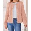 imageBTFBM Womens Chunky Knit Fall Cardigan 2025 Winter Long Sleeve Button Down Soft Loose Cropped Sweater OutwearLight Pink