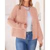 imageBTFBM Womens Chunky Knit Fall Cardigan 2025 Winter Long Sleeve Button Down Soft Loose Cropped Sweater OutwearLight Pink