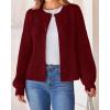 imageBTFBM Womens Chunky Knit Fall Cardigan 2025 Winter Long Sleeve Button Down Soft Loose Cropped Sweater OutwearWine Red