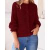imageBTFBM Womens Chunky Knit Fall Cardigan 2025 Winter Long Sleeve Button Down Soft Loose Cropped Sweater OutwearWine Red