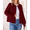 imageBTFBM Womens Chunky Knit Fall Cardigan 2025 Winter Long Sleeve Button Down Soft Loose Cropped Sweater OutwearWine Red
