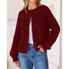 imageBTFBM Womens Chunky Knit Fall Cardigan 2025 Winter Long Sleeve Button Down Soft Loose Cropped Sweater OutwearWine Red