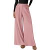 imageBTFBM Wide Leg Pants for Women Dressy Work Business Casual Elastic High Waisted Trousers Ribbed Lounge Palazzo PantsPink
