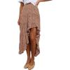 imageBTFBM Women 2025 Summer Fall Boho Long Skirts Dress Floral Print Elastic Waist Split Ruffle High Low Beach Maxi SkirtBrick Red