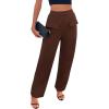 imageBTFBM Womens Casual Elastic High Waisted Wide Leg Trousers 2025 Fall Outfits Pocket Stretchy Comfy Lounge Palazzo PantsBrown