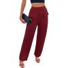 imageBTFBM Womens Casual Elastic High Waisted Wide Leg Trousers 2025 Fall Outfits Pocket Stretchy Comfy Lounge Palazzo PantsBurgundy