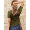 imageBTFBM Women 2025 Summer Henley Tunic Top V Neck Short Sleeve Button UP Solid Slim Fit Casual Ribbed Knit Shirt BlousesArmy Green