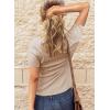 imageBTFBM Women 2025 Summer Henley Tunic Top V Neck Short Sleeve Button UP Solid Slim Fit Casual Ribbed Knit Shirt BlousesBeige