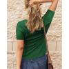 imageBTFBM Women 2025 Summer Henley Tunic Top V Neck Short Sleeve Button UP Solid Slim Fit Casual Ribbed Knit Shirt BlousesDark Green